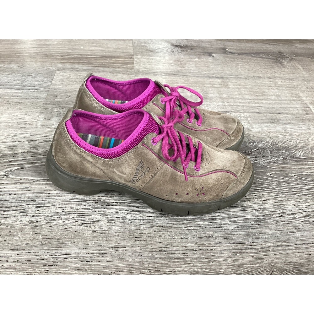 Dansko Womens Elise Size 38 EU 7.5 8 Taupe Leather Walking Sneakers Casual Shoes